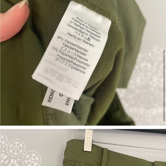 Madewell Drapey Pleated Wide Leg Cropped Pants in Kale Green Size 10 - Picture 5 of 7